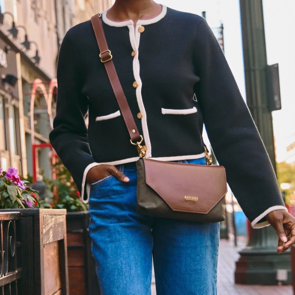 R. Riveter Green Patton Nylon Crossbody Bag